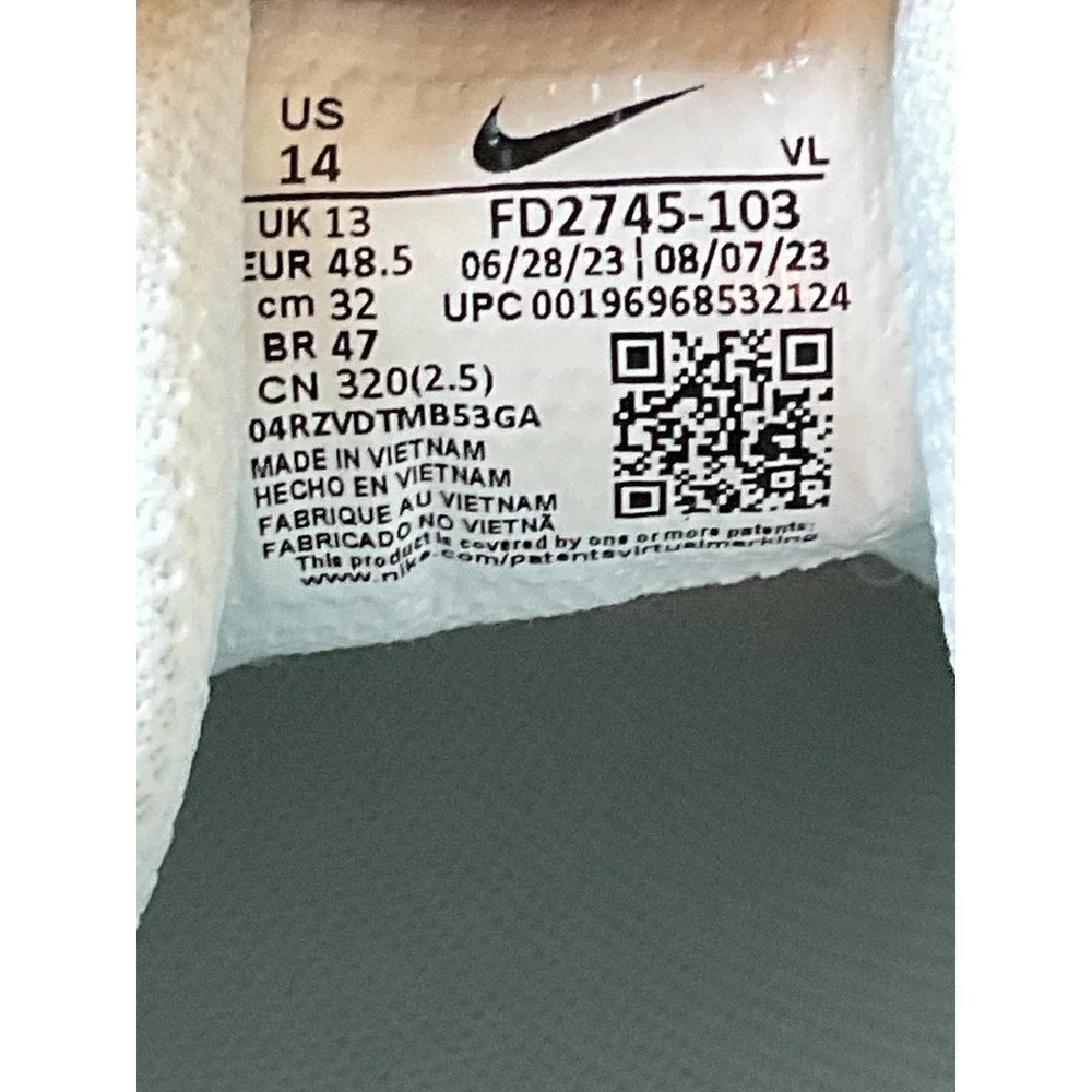 Nike Baseball Cleats White Navy‎ Blue Swoosh Size 14